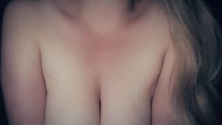 Home video of night sex with a busty wife. Wife's orgasm in a riding position.