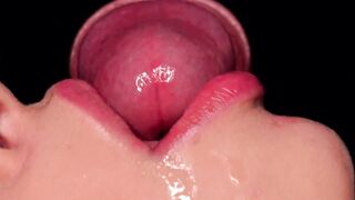 CLOSE UP: Best FREE Sloppy Mouth for your CUM! Use my CUM DUMPSTER! HOT Sucking Cock ASMR - BLOWJOB