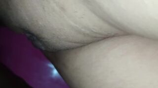 my neighbor big cock keeps hard after creampying my pussy and use the cum as lube to keep fucking me