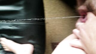 Pissing on bosses chair and my feet