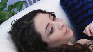 Sexy brunette Latina Eva Sedona lubes her tight pussy up for her Hitachi vibrator