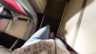 Extreme on plane. Teen girl took off her panties and pee in public