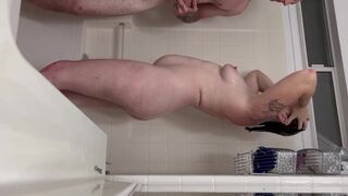 Thick white cougar fucked very rough in shower