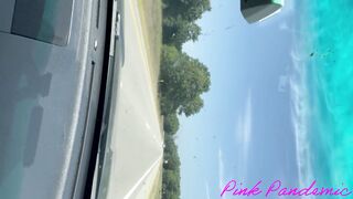 Diabetes girl surprises guy with a handjob in the car. Girls POV. She licks the cum off his dick.