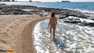 My Exhibitionist Wife goes for a Naked Walk on the Beach