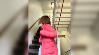 Ebony Alliyah Alecia Stairwell / Staircase Public Masturbation & Pussy Play