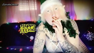 Elf smokes while staring at you
