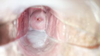 Cum inside the vagina close-up speculum