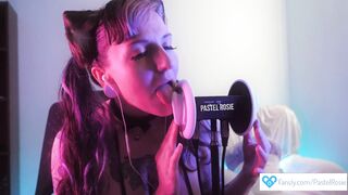 Erotic ASMR - Neko Girl Ear Licking JOI - PASTEL ROSIE Sexy Audio - Big Tits Cosplay Fansly Egirl