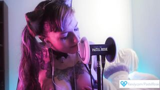 Erotic ASMR - Neko Girl Ear Licking JOI - PASTEL ROSIE Sexy Audio - Big Tits Cosplay Fansly Egirl