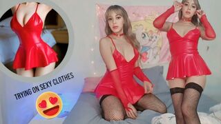 BelleAliz Trying on sexy red outfit