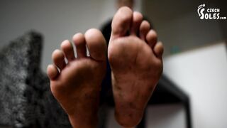 Dirty feet from barefoot walking (POV dirty feet, dirty bare feet, foot goddess, sexy soles toes)