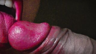 Soft BLOWJOB with LIPSTICK staining his DICK and CUM IN MOUTH