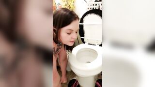 Licking toilet seat