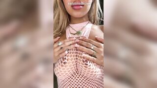 Luna Luxe's Perky Tits Look Infinitely Suckable Through Pink Fishnet Attire
