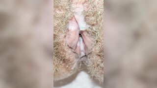 She dripping his cum and pissing after sex ???? Delicious pussy close up