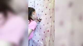 Blowjob through the walls (Home made glory hole)