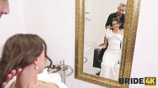 BRIDE4K. Hot bride gets trimmed pussy licked and fucked well by handsome hairdresser