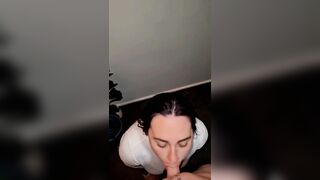 Beautiful amateur babe eating cock pov