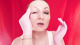 ASMR with face touch, nitrile medical gloves, removing make up - by Arya Grander