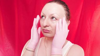 ASMR with face touch, nitrile medical gloves, removing make up - by Arya Grander